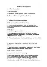 English worksheet: English in the classroom