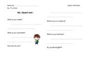 English Worksheet: Me myself and I