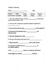 English worksheet: Secondary school voacb test