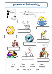 English Worksheet: Classroom instructions vocabulary