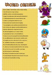 English Worksheet: WORD ORDER