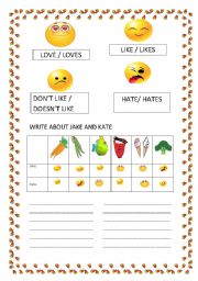 English Worksheet: like and hate