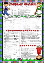 English Worksheet: Grammar Revision 