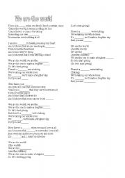 English Worksheet: We are the world (Michael Jackson)