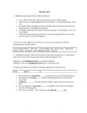 English Worksheet: Phrasal Verb Activity