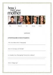 English Worksheet: THANKSGIVING WITH HOW I MET YOUR MOTHER
