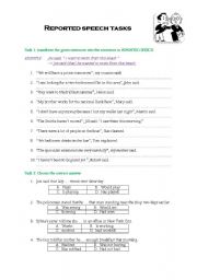 English Worksheet: REPORTED SPEECH TASKS