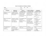 English Worksheet: rubrics in dancing