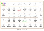 English Worksheet: Numbers (1-39) Game-board A3 Colour