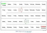 Days of the week Sunday to Saturday Game-board A3 Colour