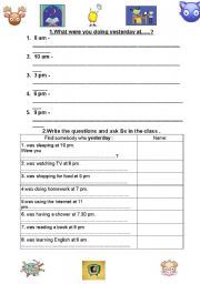 English Worksheet: Past Continuous Speaking - Find somebody who.