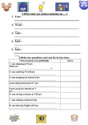 English worksheet: Past Continuous Speaking - Find somebody who.