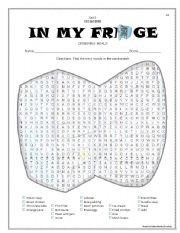 English Worksheet: in the  fridge