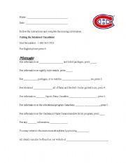 English Worksheet: Montreal canadians