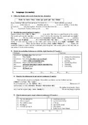 English Worksheet: end-term test n 1      7 th form