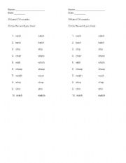 English worksheet: SH and CH minimal pair