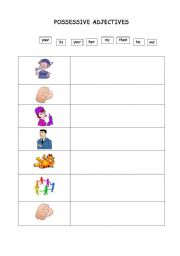 English worksheet: Possessive adjectives chart