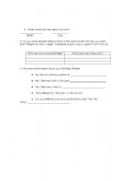 English worksheet: birthday