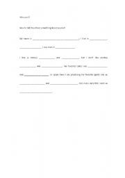 English worksheet: who am i