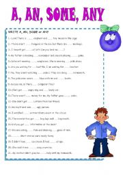 English Worksheet: A, AN, SOME,ANY