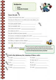 English Worksheet: Jobs and plural of nouns