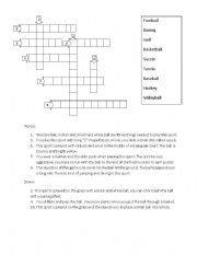 English Worksheet: Sports Crossword