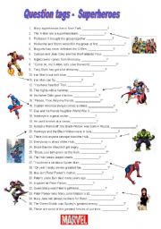 English Worksheet: Question tags - Marvel Comics Superheroes