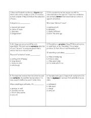 English Worksheet: Context Clues Card Game