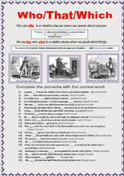 English Worksheet: Who that which