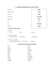 English worksheet: objects of the classroom and teacher instructions