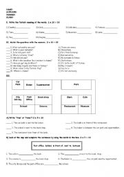 English Worksheet: Exam for 5th grade (Turkish) students 