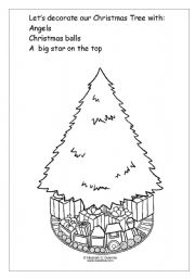 English Worksheet: Christmas Tree