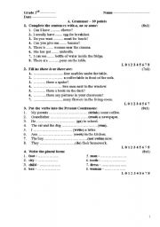 English Worksheet: Grammar test
