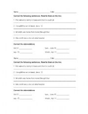 English Worksheet: Abbreviations Worksheet