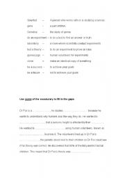 English worksheet: Science words and exercise