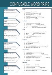 English Worksheet: Confusable  Word Pairs 2