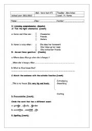 English Worksheet: 7th mid term test