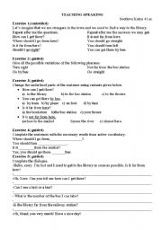 English worksheet: Speaking lesson directions