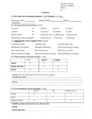 English Worksheet: Pronouns and Auxiliaries