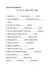 English Worksheet: Prepositions