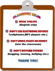 English Worksheet: classroom rules