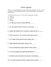 English Worksheet: Debate Language