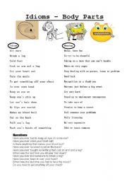 English Worksheet: Body part idioms