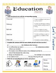 English Worksheet: Education Phrasal verbs
