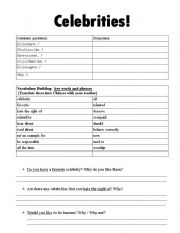 English Worksheet: Talking about celebrities.