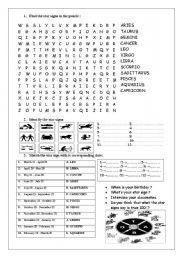 English Worksheet: horoscopes