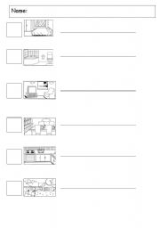 English worksheet: Write the name of the houses rooms