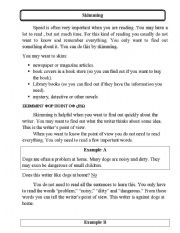 English Worksheet: Skimming