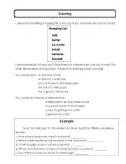 English Worksheet: Scanning