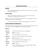 English Worksheet: Making inferences